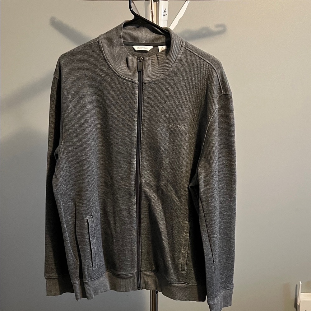 Calvin Klein Men's Charcoal Zip-Up Sweater